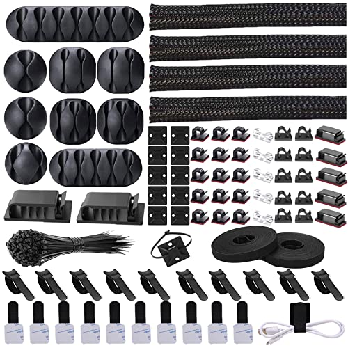 Cord Management Organizer Kit 4 Cable Sleeve split 192PCS Cable Management