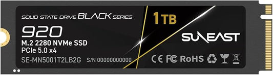 SUNEAST Black Series 1TB SSD Gen5, PCIe 5.0x4 NVMe M.2 2280 - Image 1