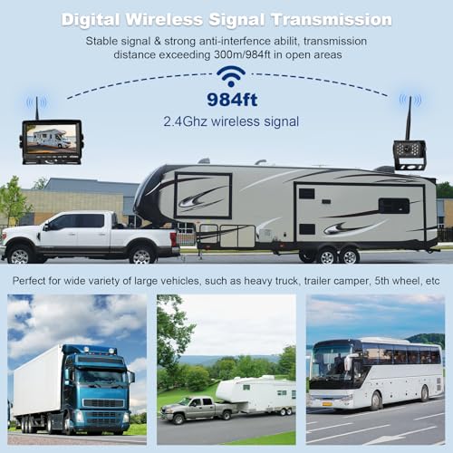 VTimes Wireless Backup Camera for Trucks, RV Backup Camera with HD Monitor