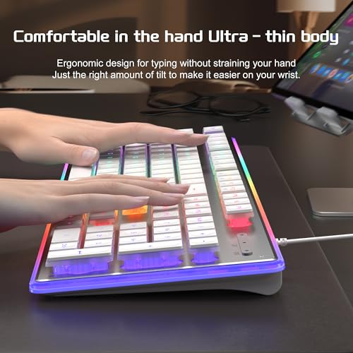 Camiysn Gaming Creamy Keyboard and Mouse, White 104 Keys RGB and 6 Speed RGB Mouse Combo, Pudding Keycaps Silent Computer Keyboard for Computer/PC/Laptop/Mac/Windows/Office - Image 6