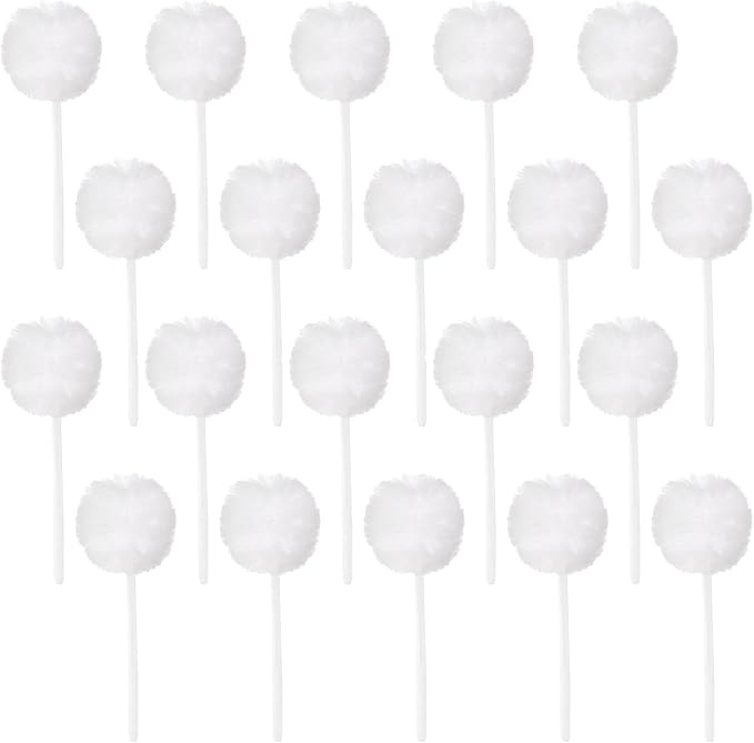 20 Pack Soft Toilet Brush, Disposable Toilet Bowl Brush with Long Plastic Handle, White Silk Cotton Toilet Bowl Mop for Bathroom Toilets, Sink, Bathtub, 11 x 4.3 Inch, Without Cup