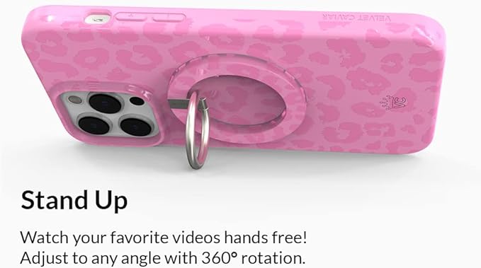 VELVET CAVIAR Compatible with MagSafe Phone Grip - Magnetic Ring Holder with Adjustable Stand - Removable MagSafe Accessories for iPhone 16, 15, 14, 13, 12 (Hot Pink Leopard)