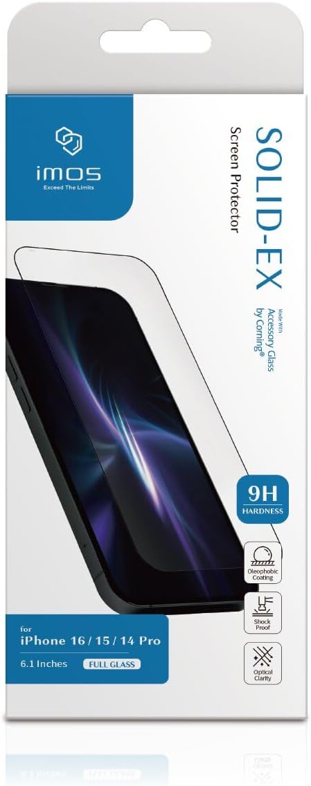 imos Screen Protector for iPhone 16, 2.5D Highly Transparent Extremely Fine Black Edge Tempered Glass (AGbc), Scratch & Drop Resistant, Easy Installation