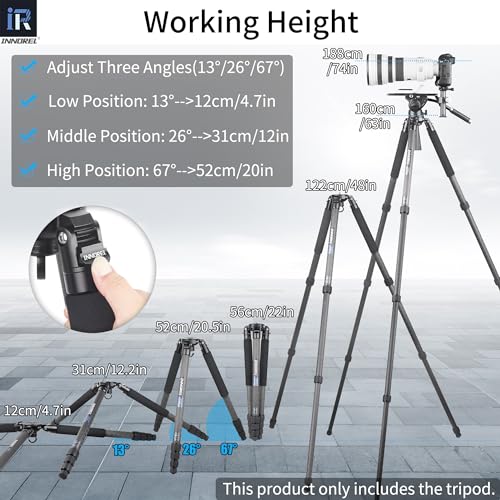 RT80C Carbon Fiber Tripod Professional Birdwatching Heavy Duty Camera 20kg max Load Bowl Tripod Birdwatching Camera Stand (Max Tube 32mm, Only Tripod)