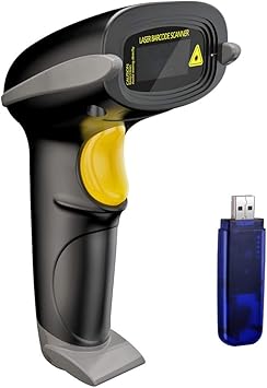 NADAMOO Wireless Barcode Scanner 328 Feet Transmission Distance USB Cordless 1D Laser Automatic Barcode Reader Handhold Bar Code Scanner with USB Receiver for Store, Supermarket, Warehouse