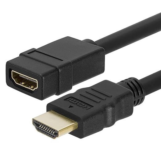 Cmple - HDMI Extension Cable 1.5 ft Male to Female HDMI Adapter Cord 4K@60Hz 2150p 1080p 3D Audio/Video Extender Compatible with Laptop, Gaming PC, HDTV