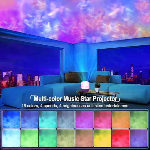 Galaxy Projector Lamp, Ocean Wave Projector Light With Bluetooth Speaker, RGB Colors Changing With Remote Control, Water Wave Light Projector Cordless For Kids, Room Decor, Bedroom, Party, Gift