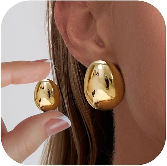 Risamil 14K Gold Plated Multi-Pack Chunky Earrings Set, Earrings for Women