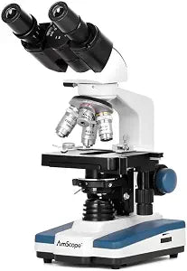AmScope B120 Series Student & Professional LED Binocular Compound Microscope 40X-2500X Magnification with 5MP Digital Camera, 3D Stage and Interactive Software Kit