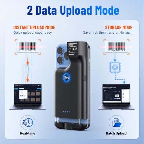 Tera Barcode Scanner Wireless Portable: 1D 2D QR Reader with Back Clip 0013