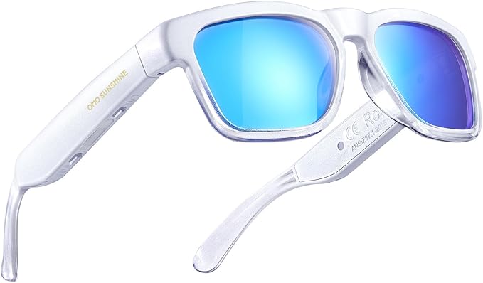OhO sunshine Bluetooth Glasses: Voice Control and Open Ear Style Smart Glasses to Listen Music & Calls, UV400 Protection Lens