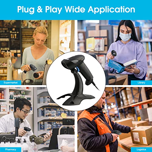 Sumicor 2D USB Barcode Scanner with Stand, Handheld 1D 2D QR Barcode Reader Support Mobile Payment Laptop Screen Scan Wired Bar Code Scanner for Supermarket Retail Store