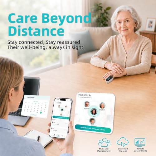 Fingertip Pulse Oximeter with Bluetooth App Blood Oxygen Tracking