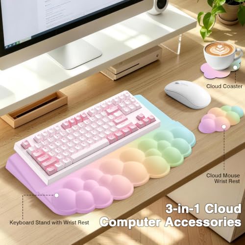 Sushret Cloud Wrist Rest with Keyboard Stand, Keyboard Riser with Wrist Pad