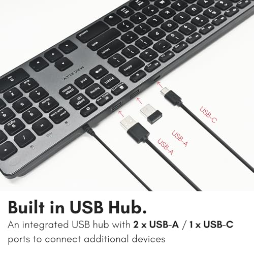 Macally Wired Keyboard for Mac with USB Hub (2X USB-A / 1x USB-C) - Compatible Backlit Apple Keyboard with Dual Interface - Auto OS Detection for Mac, MacBook Pro/Air, iMac, PC, Android, iPad, iOS - Image 5