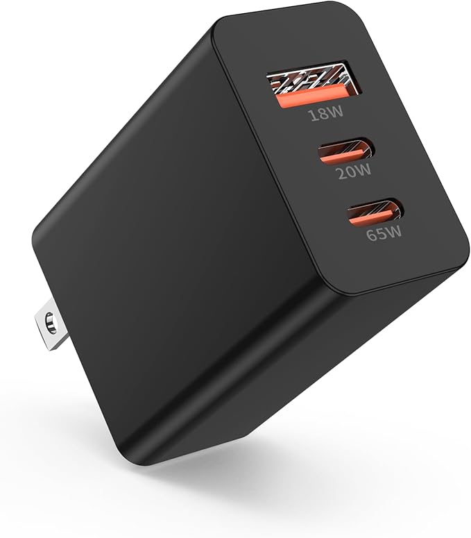 100W USB C Wall Charger ，3-Port GaN USB C Charging Block,PD+QC Power Adapter Multiport Brick Type C Plug for iPhone17 16 15 14 13 12 11 Pro Max XS，MacBook, XPS, Galaxy S24 and More