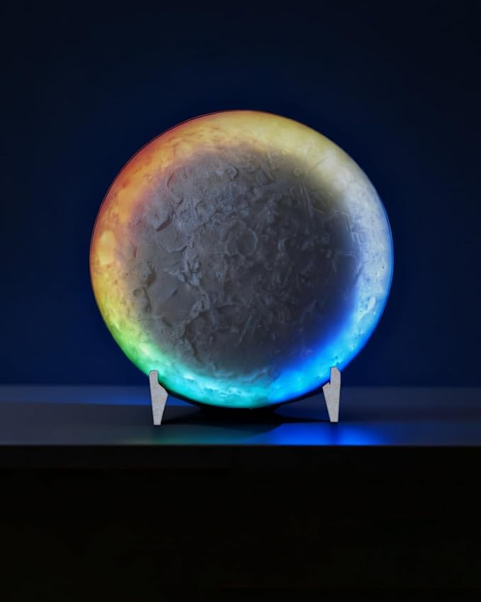 Nobiggie Meteorite Texture RGB Ambient Lighting Lamp, Artistic LED Mood Light with 85 Color Changing Modes, Soft Glow for Bedroom, Living Room, or Cozy Modern Home Decor (White, Small)