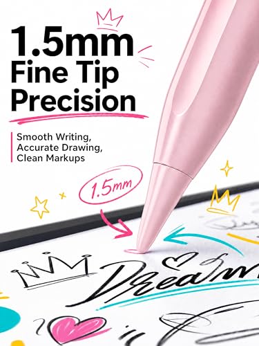 DRYMOKINI Stylus Pen, Active Stylus Pen Touch Screens Compatible for Android and i-OS Tablet/Phones, Rechargeable Universal Stylus Pencil Compatible for A-pple/i-Pad/Phone Tablet, Pink