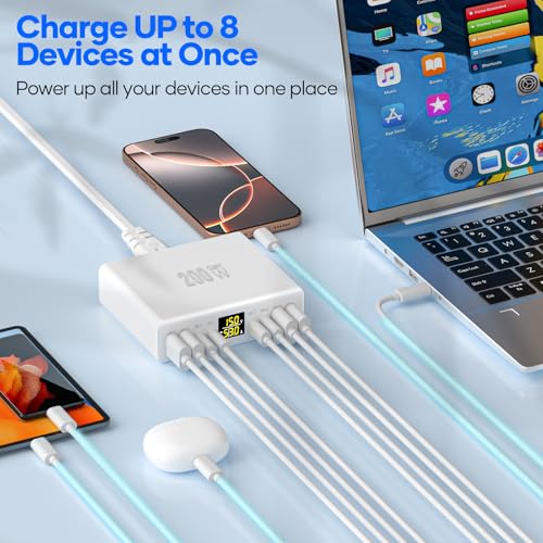 200W USB C Charger 8-Port with LED Display USB Charging Station - Image 3