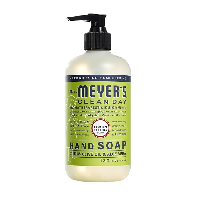 Mrs. MEYER'S Clean Day Lemon Verbena Scent Variety, 1 Room Freshener 8 OZ, 1 Liquid Dish Soap 16 OZ, 1 Liquid Hand Soap 12.5 OZ, 1 Multi-surface Cleaner 16 OZ, Lemon Verbena, 1 CT