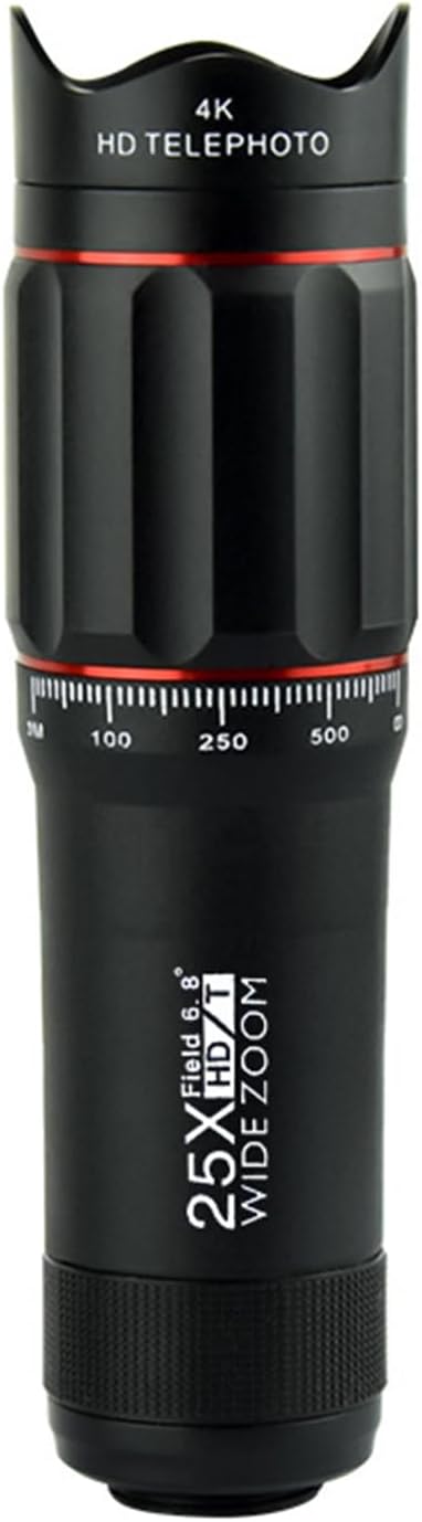 Andoer 25x Macro Telephoto Smartphone Lens Kit with Phone Clip Holder, 25X Telephoto Lens, Black