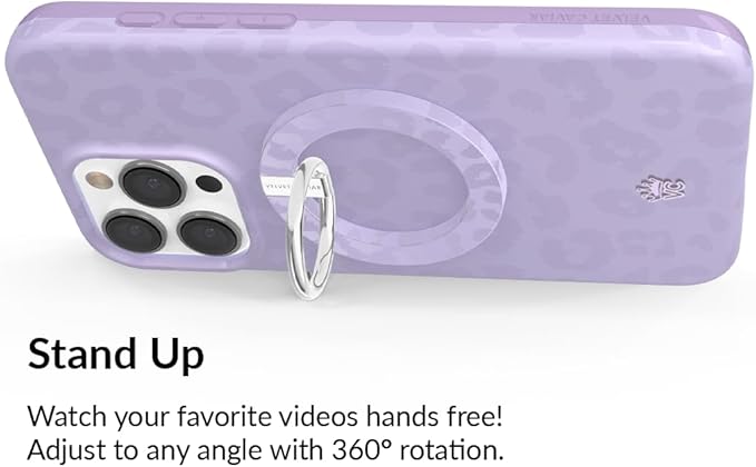 VELVET CAVIAR Compatible with MagSafe Phone Grip - Magnetic Ring Holder with Adjustable Stand - Removable MagSafe Accessories for iPhone 16, 15, 14, 13, 12 (Lilac Purple Leopard)