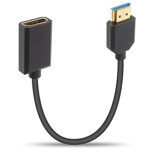 Duttek 8K Short HDMI Extension Cable-12inch/30cm, 48Gbps Short HDMI Cable (Extreme Slim/Thin), HDMI Male to Female Cable Supports 8K@60Hz Video for PCs, Laptops, TV, Xbox, PS5, PS4