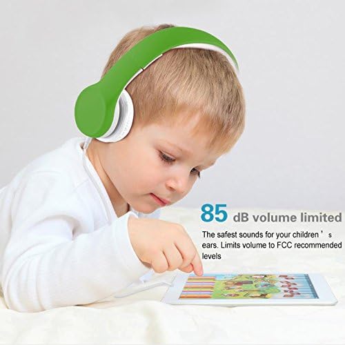 Kids Headphones, Two Audio Port for Sharing, Headphones for kids with mic & Volume Limiting, Baby Children Toddlers Boys Girls Laptop Tablet Class travel school use（green