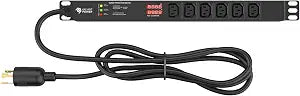 Rack Mount Power Strip - 240V 30A Single Phase PDU with Built-in Surge Protector, Volt & Amp Meter for Data Center - 19” Metal Housing, Ears & Fittings Included, 6’ Cable, 6 Outlets