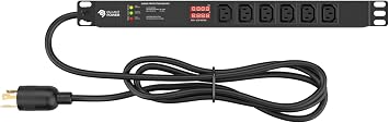 Rack Mount Power Strip - 240V 30A Single Phase PDU with Built-in Surge Protector, Volt & Amp Meter for Data Center - 19” Metal Housing, Ears & Fittings Included, 6’ Cable, 6 Outlets