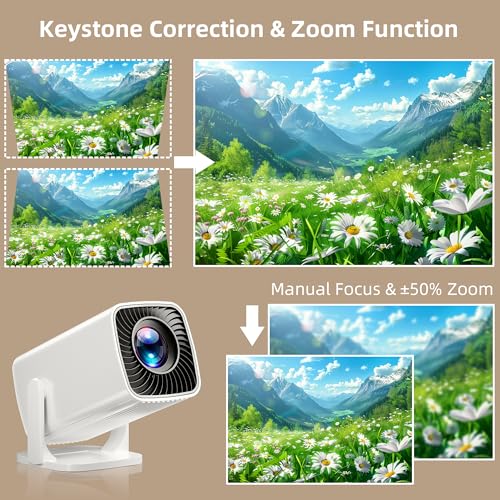 Mini Projector 4K Support, Portable Projector Full HD 1080P Support