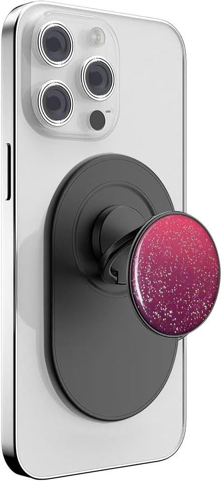 Magnetic Phone Grip for MagSafe, Phone Ring Holder Finger Kickstand Wireless Charging Compatible, Magnet Phone Rings Gripper Stand for iPhone Mag-Safe Accessories - Sky Sparkle Red