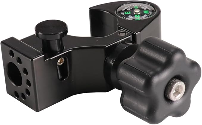 Aluminum Data Collector Holder – Quick Release Clamps Open Clamp Bracket with Compass, GNSS Accessory Pole Clamp for 32mm/1.25" Poles, T-Style Claw Type Holder for GPS Surveying Equipment