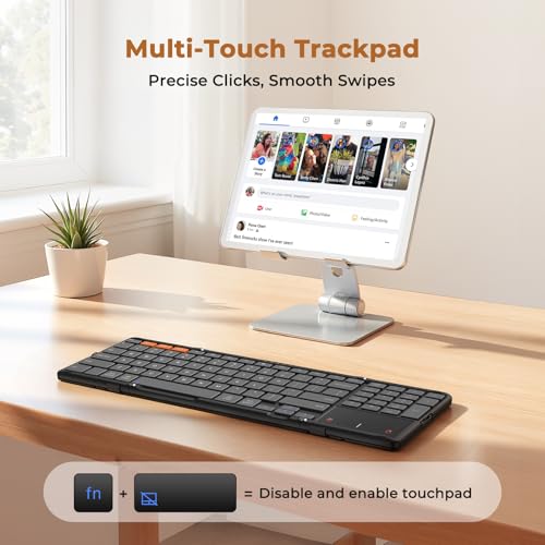 MEETION Foldable Keyboard with Touchpad, Bluetooth Keyboard, Numeric Keypad