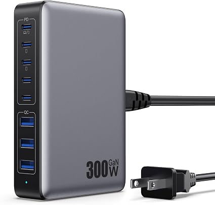 USB C Charger 300W USB C Charger Block,Upgraded GaN IV 8-Port Fast Charging Station Hub,PD 100W Laptop Charging Adapter Compatible with MacBook Pro/Air,DELL,Steam Deck,iPhone 16/15/14,Galaxy S23/22 - Image 4