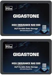 Gigastone High Endurance SSD 512GB (2-Pack) Up to 550MB/s TLC Flash with SLC Caching 24/7 Reliable for Gaming/PC/NAS SSD 5-Year Warranty 2.5" SATA Internal Solid State Drives RAID Disk