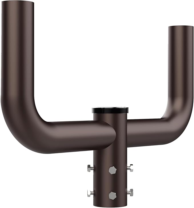 HYPERLITE Double Bullhorn Bracket for Parking Lot Light, 2 3/8" Bullhorn Bracket for 2 Lights, Durable Mounting Bracket Bullhead Tenon Adapter for LED Shoebox Area Light Street Pole Lights