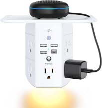 Mifaso Outlet Extender with Shelf and Night Light, 1800J Surge Protector