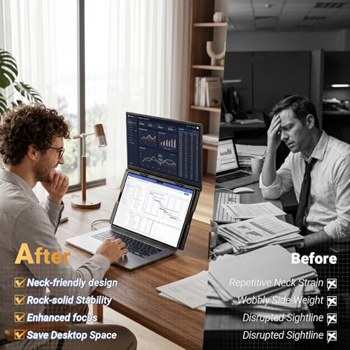Laptop Screen Extender, 15.6” FHD 1080P Portable Monitor for Laptop, 0.2" Ultra-Thin Display with 100% sRGB, Dual Screen Extender for 13–17” Laptops, Plug & Play for Windows/Mac/Chrome/Android - Image 4