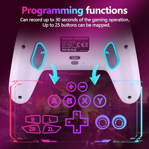 GAMEASY Switch 2 controller - Enhanced Wireless Bluetooth Controller with Wake Up/Hall Joysticks/Programmable/Turbo/9 RGB Lighting - Work for Switch2/1/oled/lite,Windows PC,Android,IOS and Steam Purple