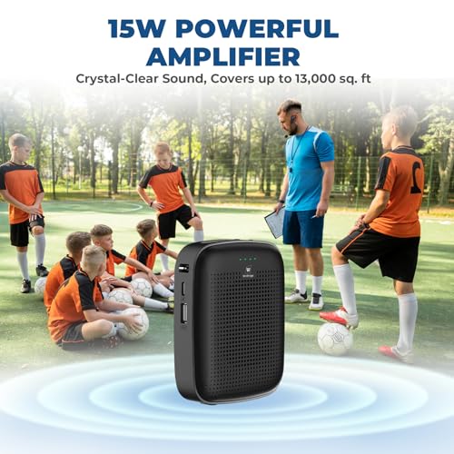 15W Wireless Voice Amplifier with Bluetooth Headset Microphone for Teachers