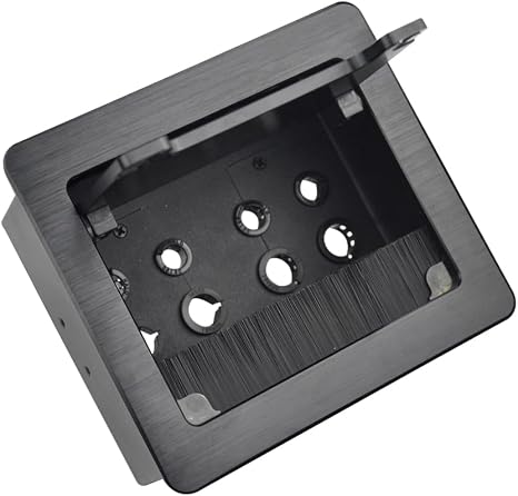 Tabletop Brush Cable Management Connectivity Box with 8 Grommet Holes for Conference Office (Black)