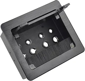 Tabletop Brush Cable Management Connectivity Box with 8 Grommet Holes for Conference Office (Black)