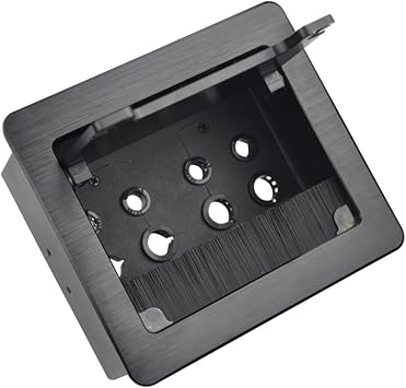 Tabletop Brush Cable Management Connectivity Box with 8 Grommet Holes for Conference Office (Black)