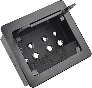 Tabletop Brush Cable Management Connectivity Box with 8 Grommet Holes for Conference Office (Black)
