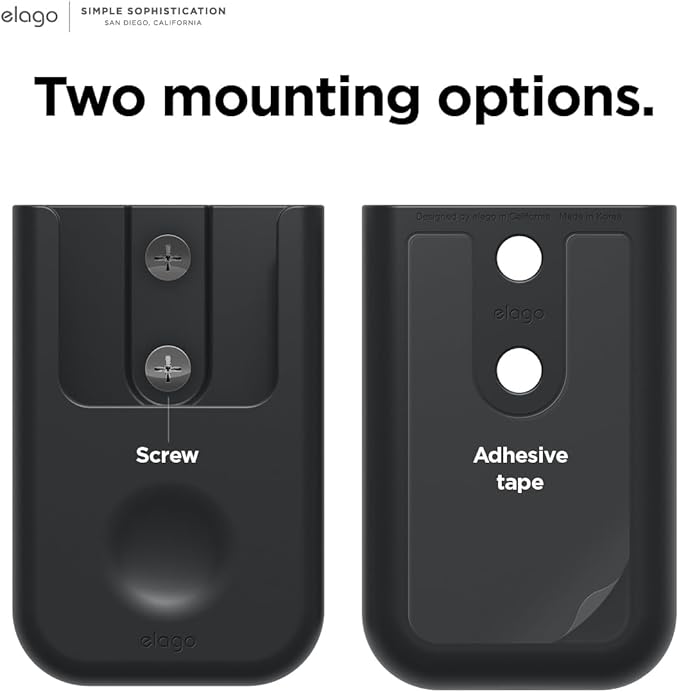 elago Universal Remote Holder Mount Compatible with Apple TV Remote and All Other Remote Controls - Adhesive Tape or Screw Mounting Options, Available Wired Charging [Small] [1st Gen] [Black]