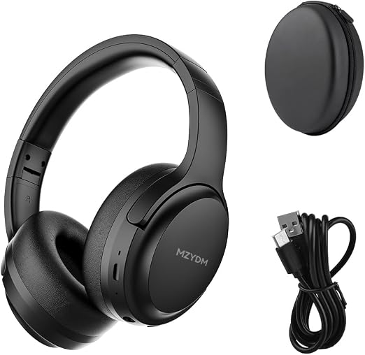 Bluetooth Headphones Over Ear, 40 Hours Playtime Wireless Headphones with Microphone,5.3 Bluetooth, HiFi Stereo Foldable Lightweight Headset, for Travel Work Cellphone(Black)