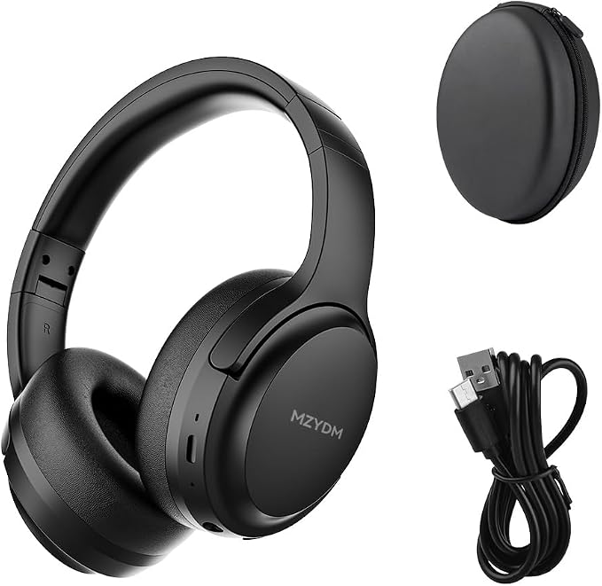 Bluetooth Headphones Over Ear, 40 Hours Playtime Wireless Headphones with Microphone,5.3 Bluetooth, HiFi Stereo Foldable Lightweight Headset, for Travel Work Cellphone(Black)