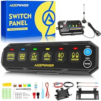 Auxpower 6 Gang Wireless Switch Panel S6W 4 Modes and RGB Dimmable