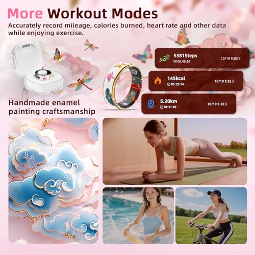 Smart Ring Health Tracker, Men & Women, Featuring a Heart Rate Monitor, Sleep Tracker, 8 Exercise Modes, Step Counter, IP68 Waterproof(White, 10)